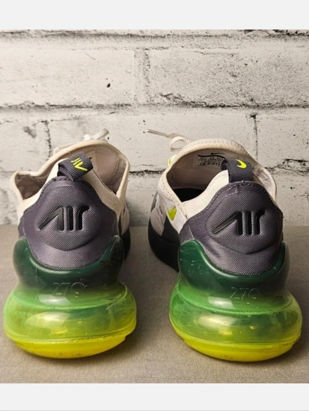 Nike Air Max 270 Volt Gray Black Running Sneakers Mens 10.5